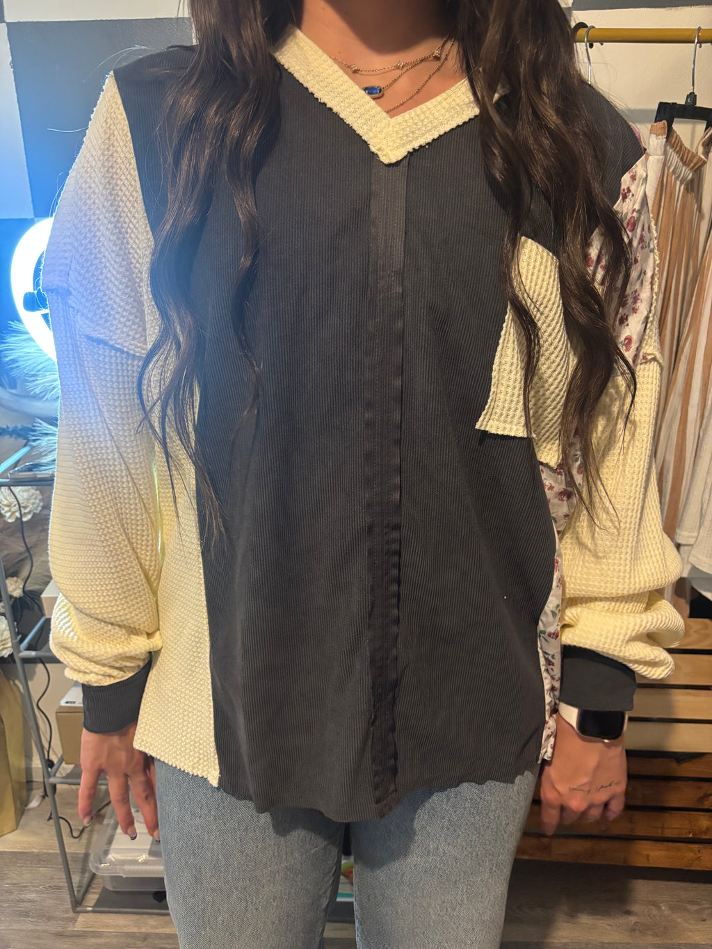 Stay Floral Top - Navy