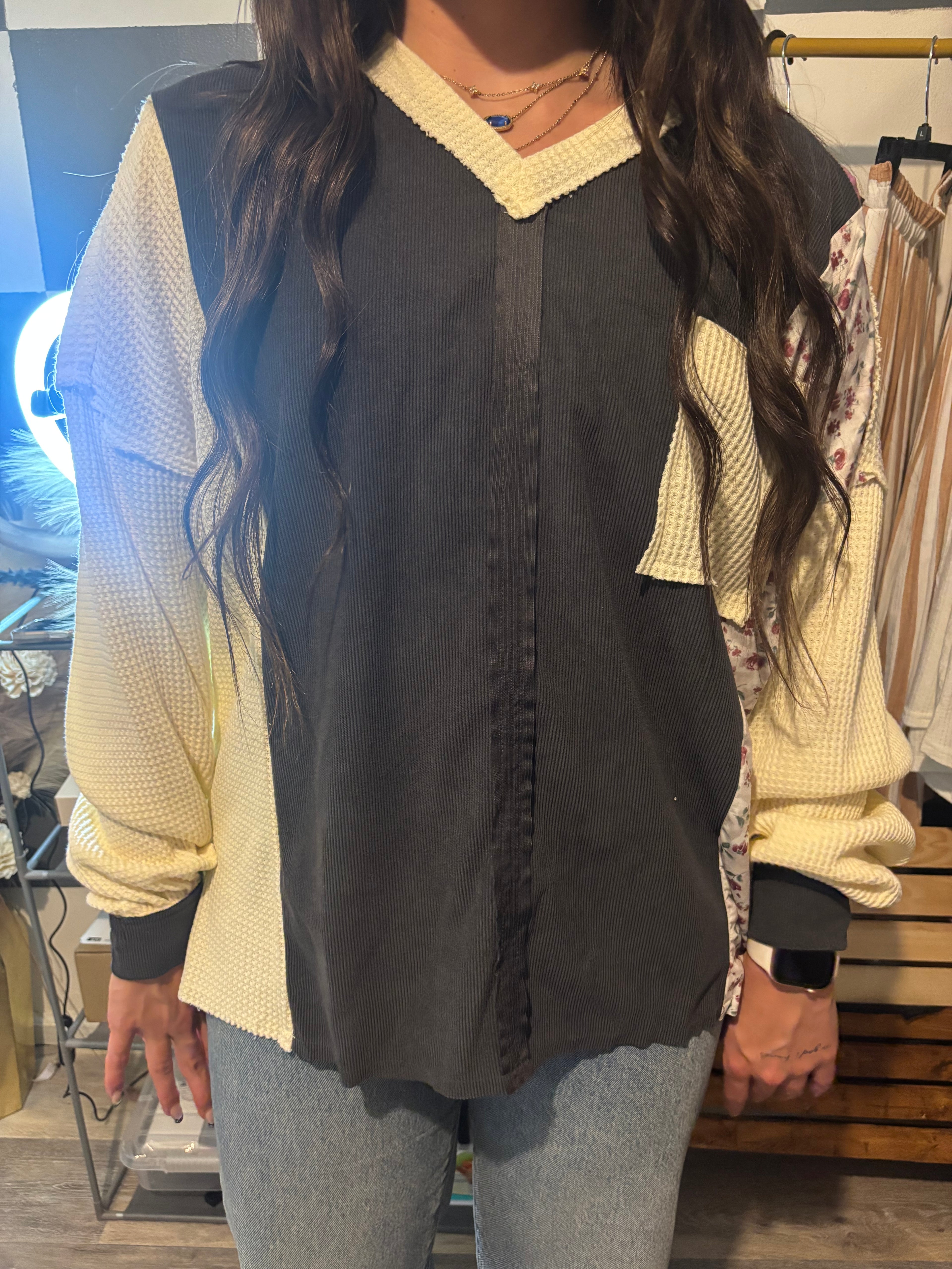 Stay Floral Top - Navy