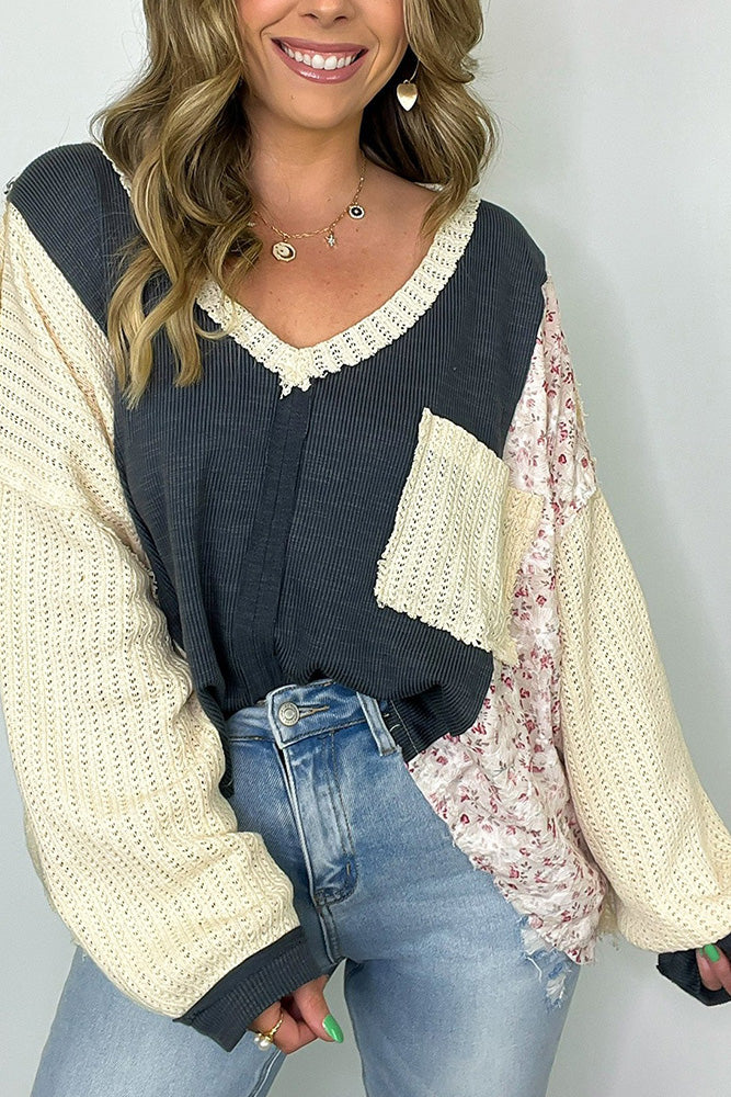 Stay Floral Top - Navy